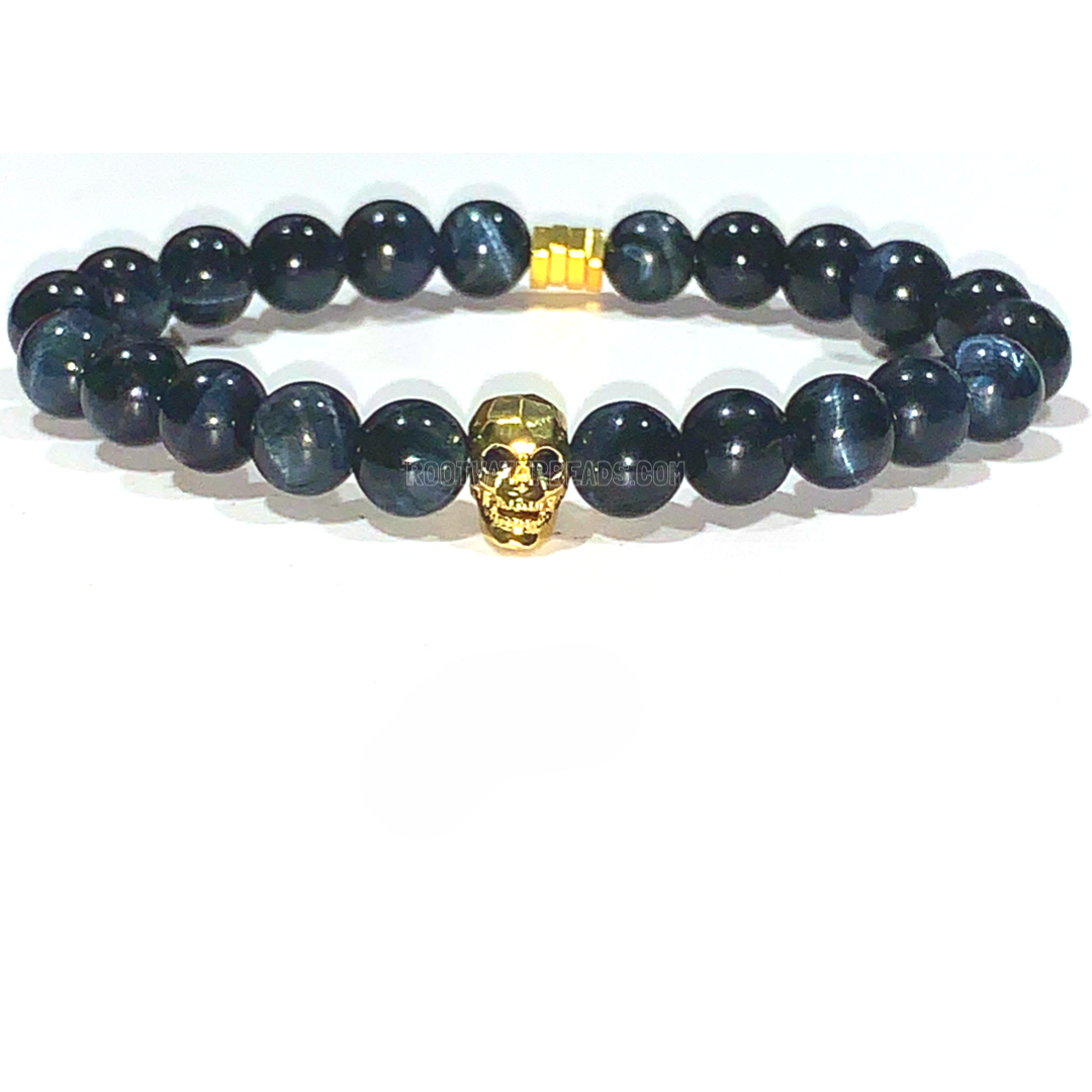 GrimNavy-Tiger eye-18kGold- 8mm