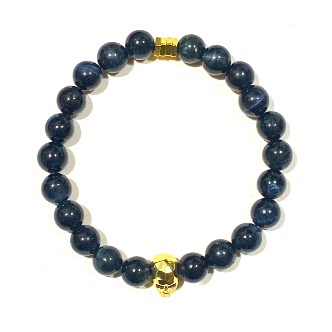 GrimNavy-Tiger eye-18kGold- 8mm