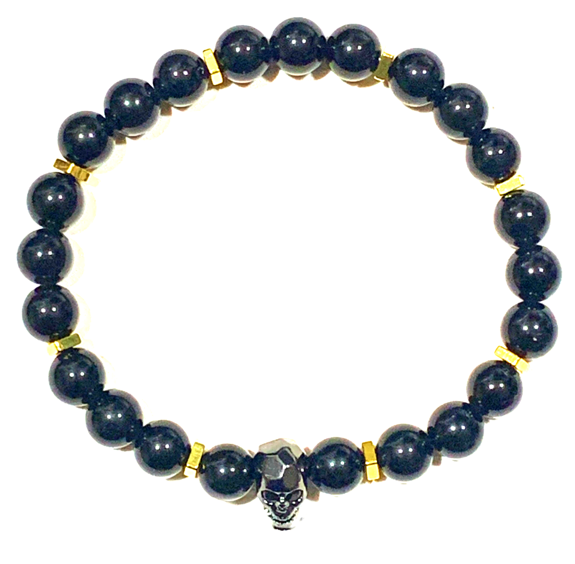 GrimTourmaline-18k-Blackened Gold Skull- 8mm